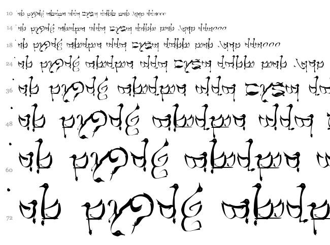 Tengwar Teleri font waterfall